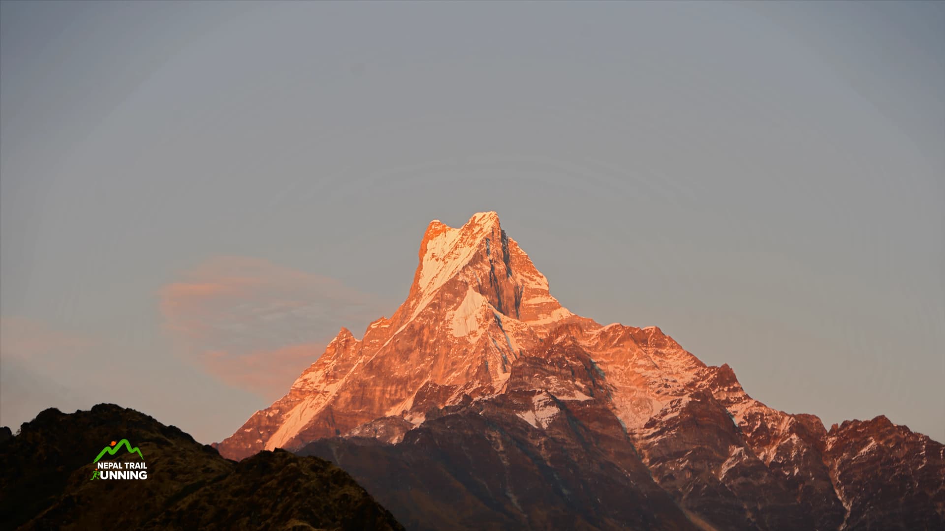orange hue on the peak of Machhapuchre (Fishtail) peak